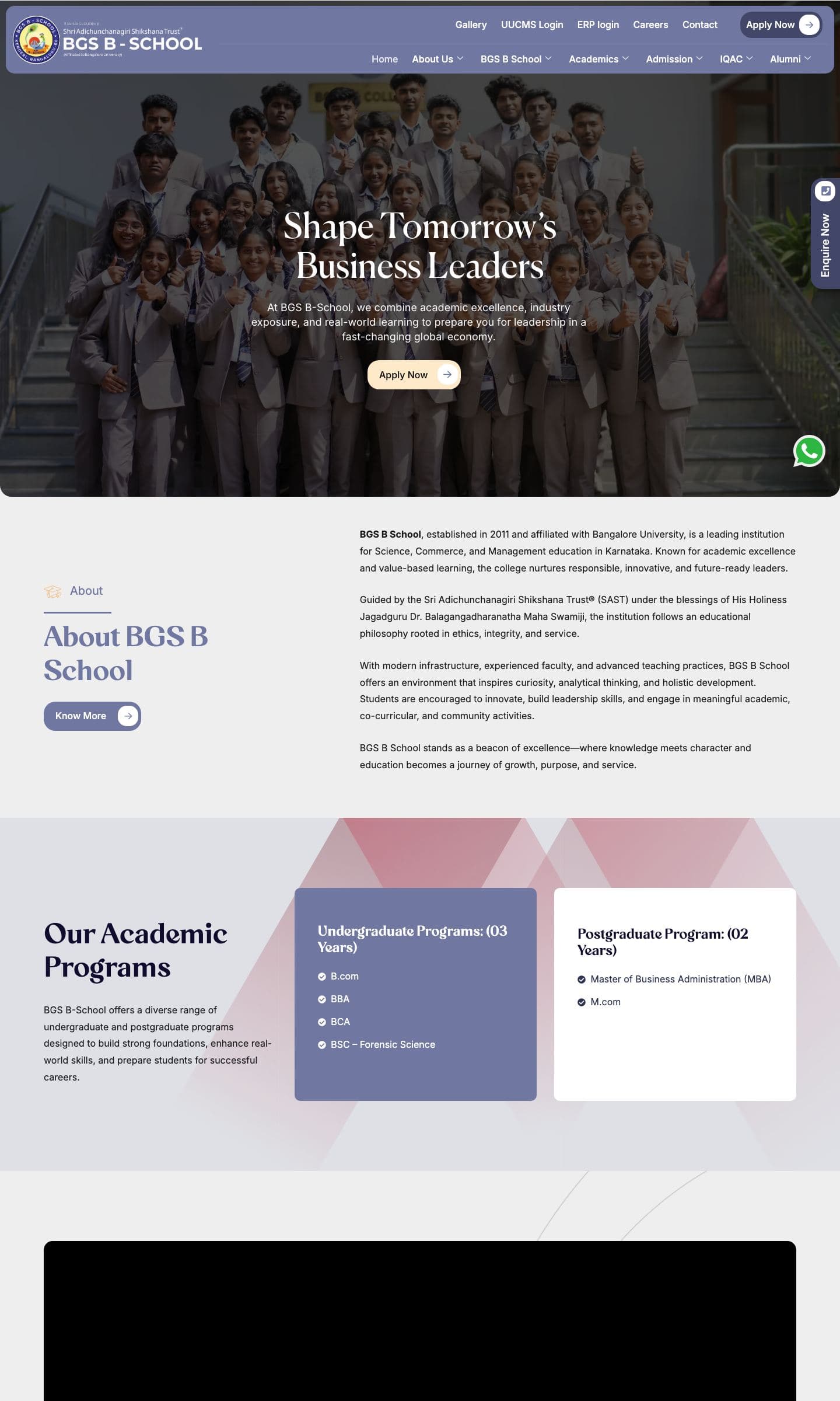 The BGS BSCHOOL website home page